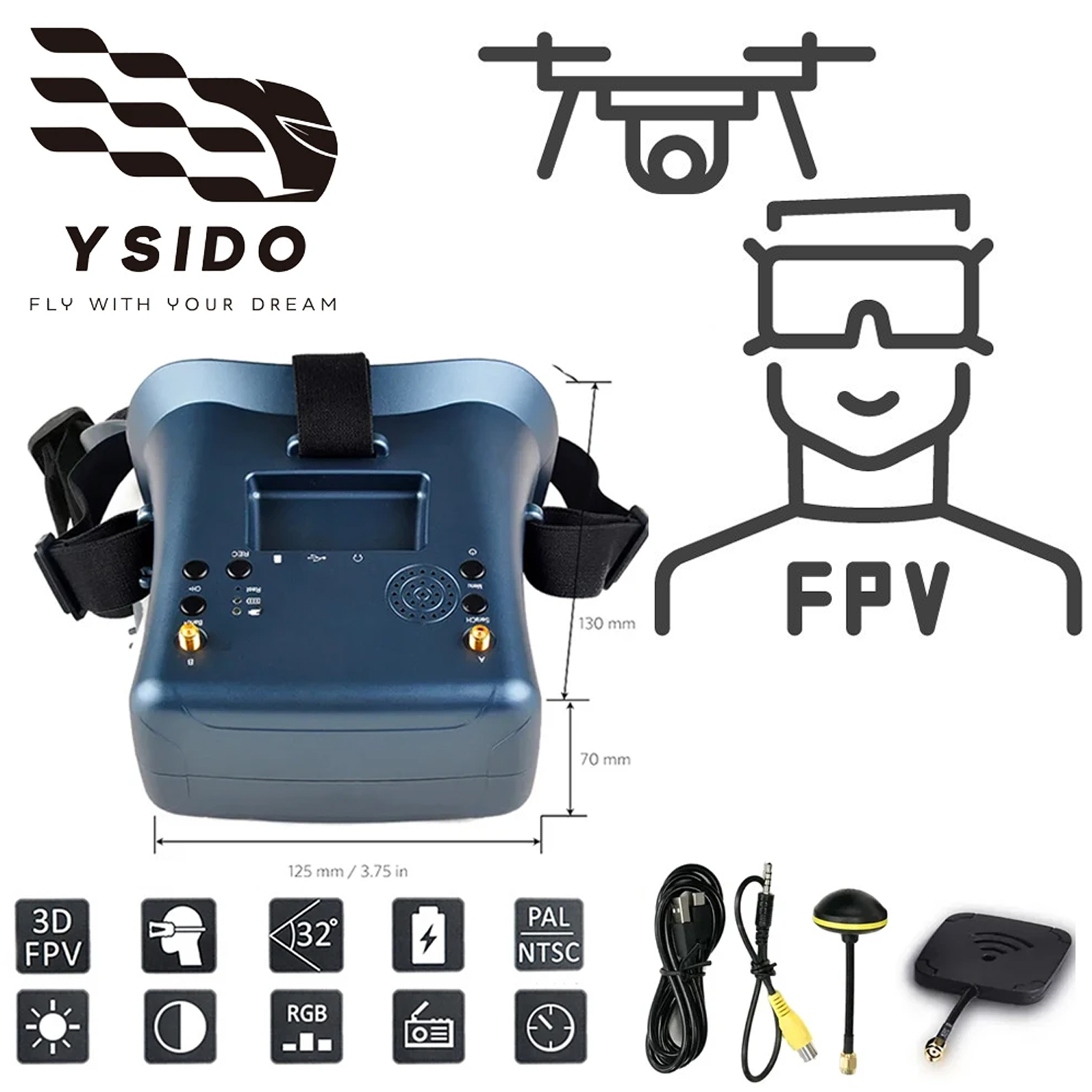 Óculos fpv 008d 5.8g 40ch 4.3  - Drone Racing Goggles avaliação e preço